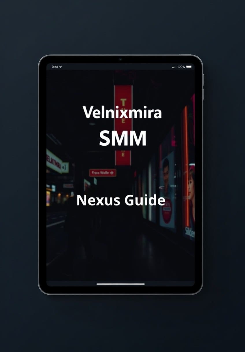 Tablet displaying a Nexus Guide with 'Velnixmira SMM' text on a dark background
