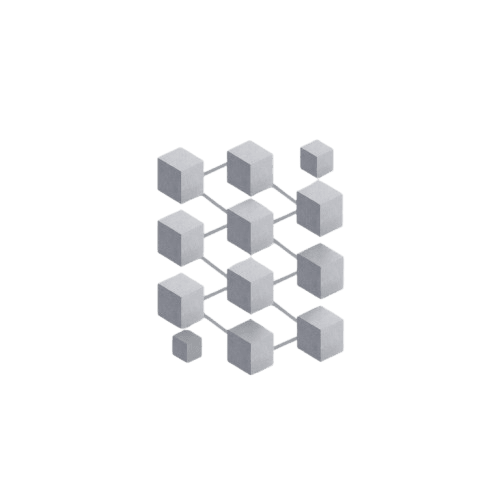 Geometric pattern of interconnected gray cubes on a transparent background