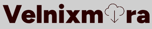 Logo of Velnixmira with a brown color scheme on a white background