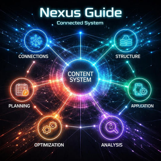 Nexus Guide diagram with interconnected system elements on a dark background
